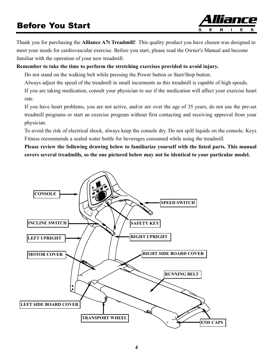 Before you start | Keys Fitness HT75t User Manual | Page 4 / 27