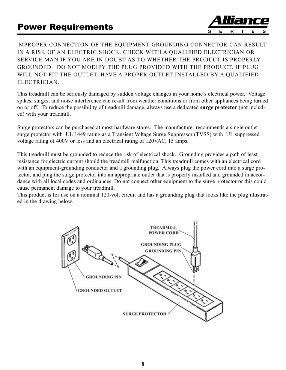 Power requirements | Keys Fitness HT75t User Manual | Page 8 / 27