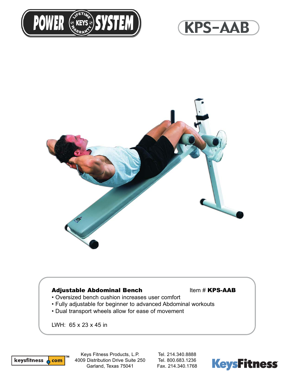 Keys Fitness ABDOMINAL BENCH KPS-AAB User Manual | 1 page