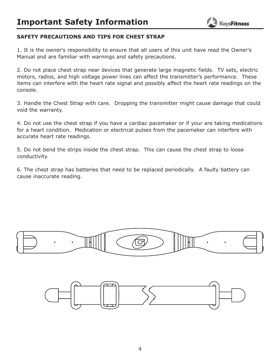 Important safety information | Keys Fitness CG2 User Manual | Page 4 / 23