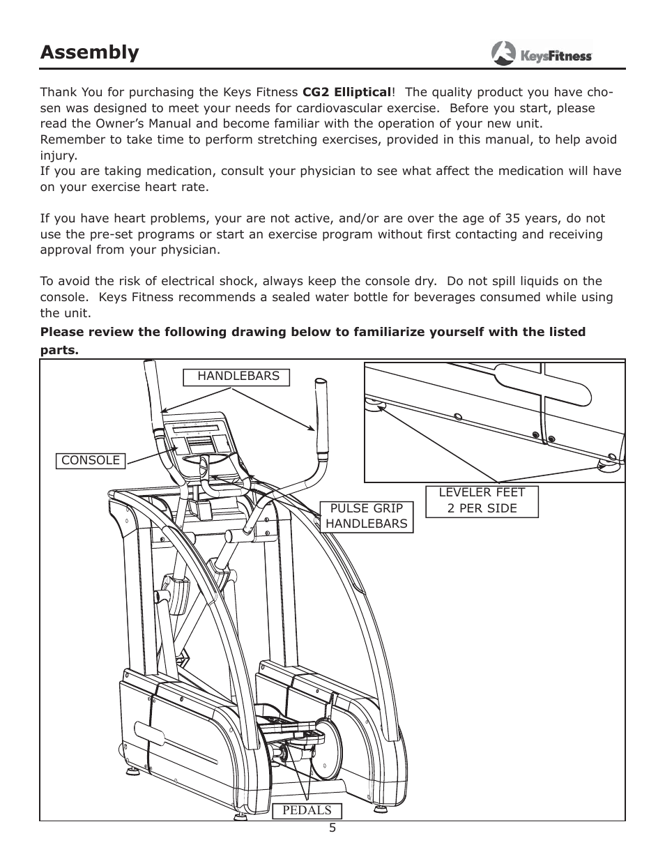 Assembly | Keys Fitness CG2 User Manual | Page 5 / 23