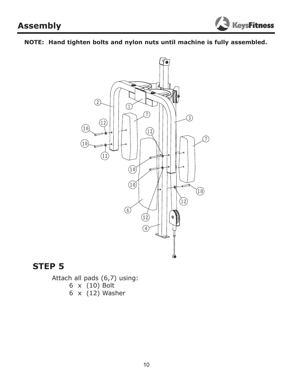 Step 5, Assembly | Keys Fitness Half Cage PeC Attachment KF-HCP User Manual | Page 10 / 14
