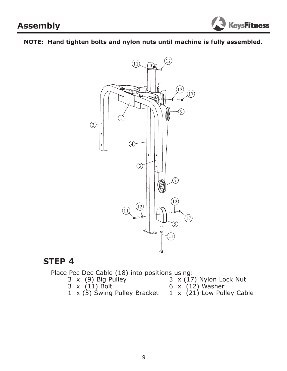 Step 4, Assembly | Keys Fitness Half Cage PeC Attachment KF-HCP User Manual | Page 9 / 14