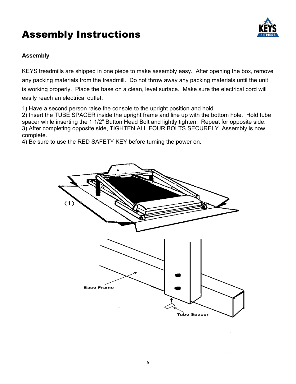 Assembly instructions | Keys Fitness KEYS800 User Manual | Page 6 / 17