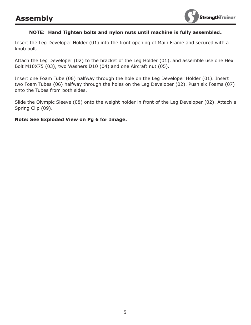 Assembly | Keys Fitness Strength Trainer ST-LEG User Manual | Page 5 / 9