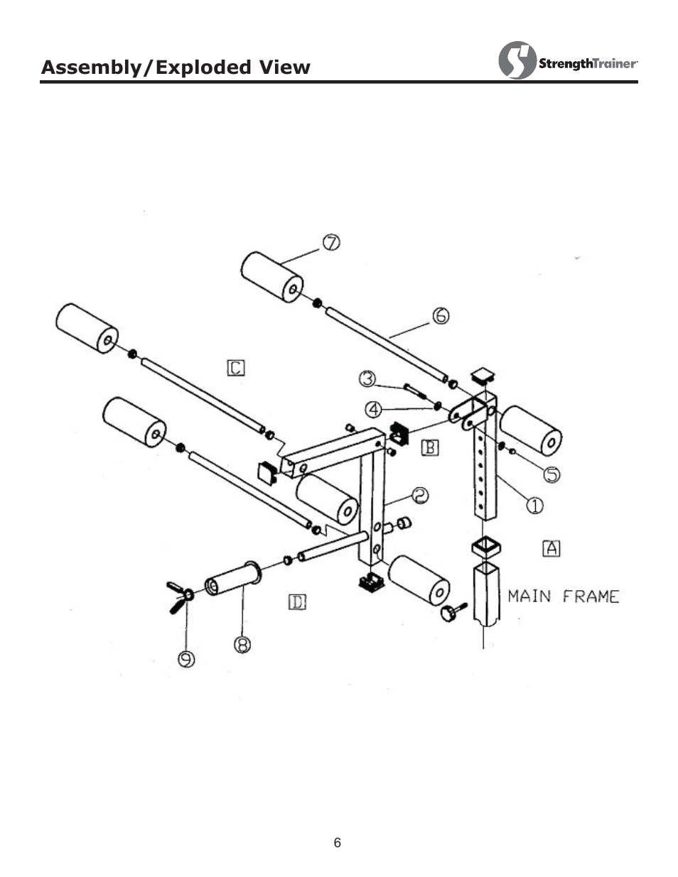 Assembly/exploded view | Keys Fitness Strength Trainer ST-LEG User Manual | Page 6 / 9