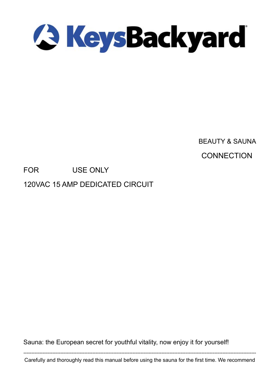 Keys Fitness 1-2 Person Sauna BS-9101 User Manual | 18 pages
