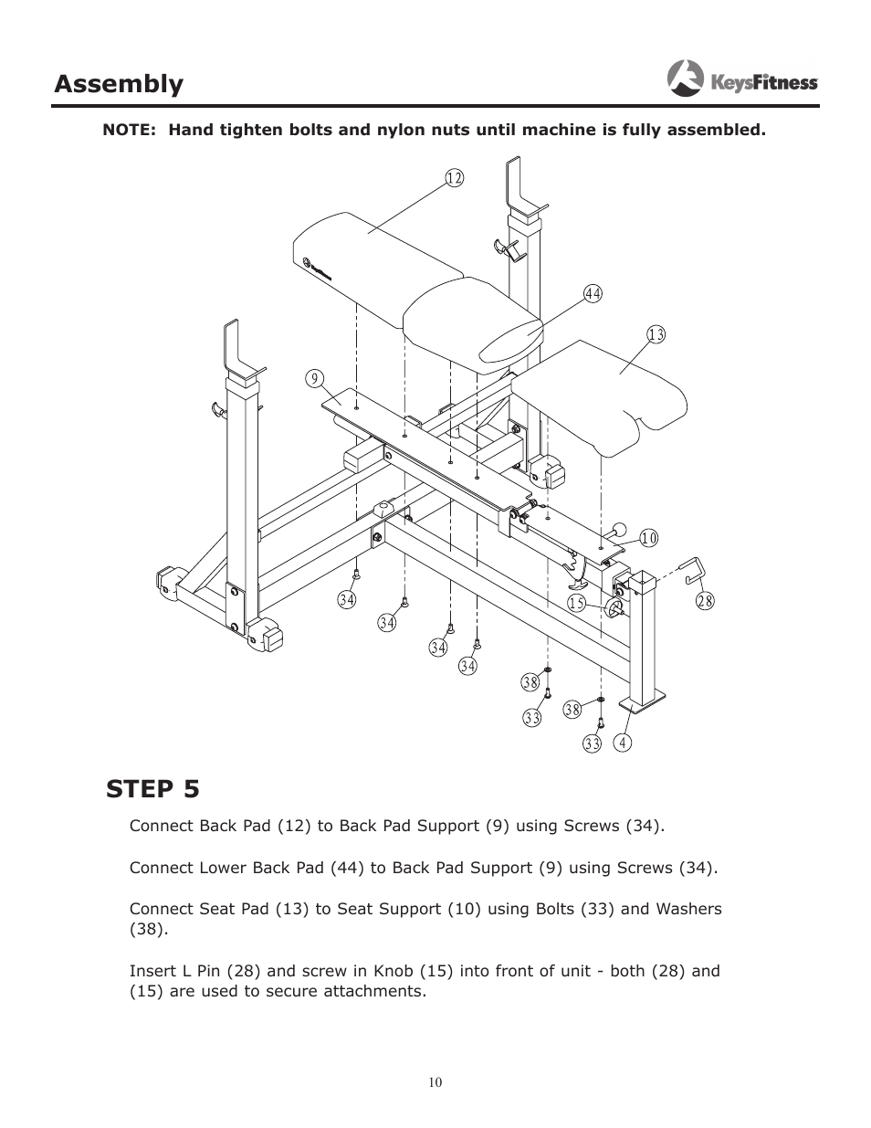 Step 5, Assembly | Keys Fitness KF-OB User Manual | Page 10 / 14