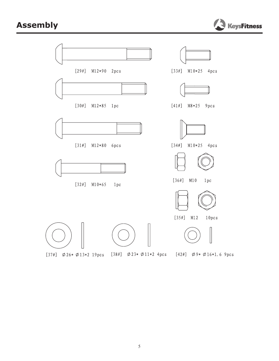 Assembly | Keys Fitness KF-OB User Manual | Page 5 / 14