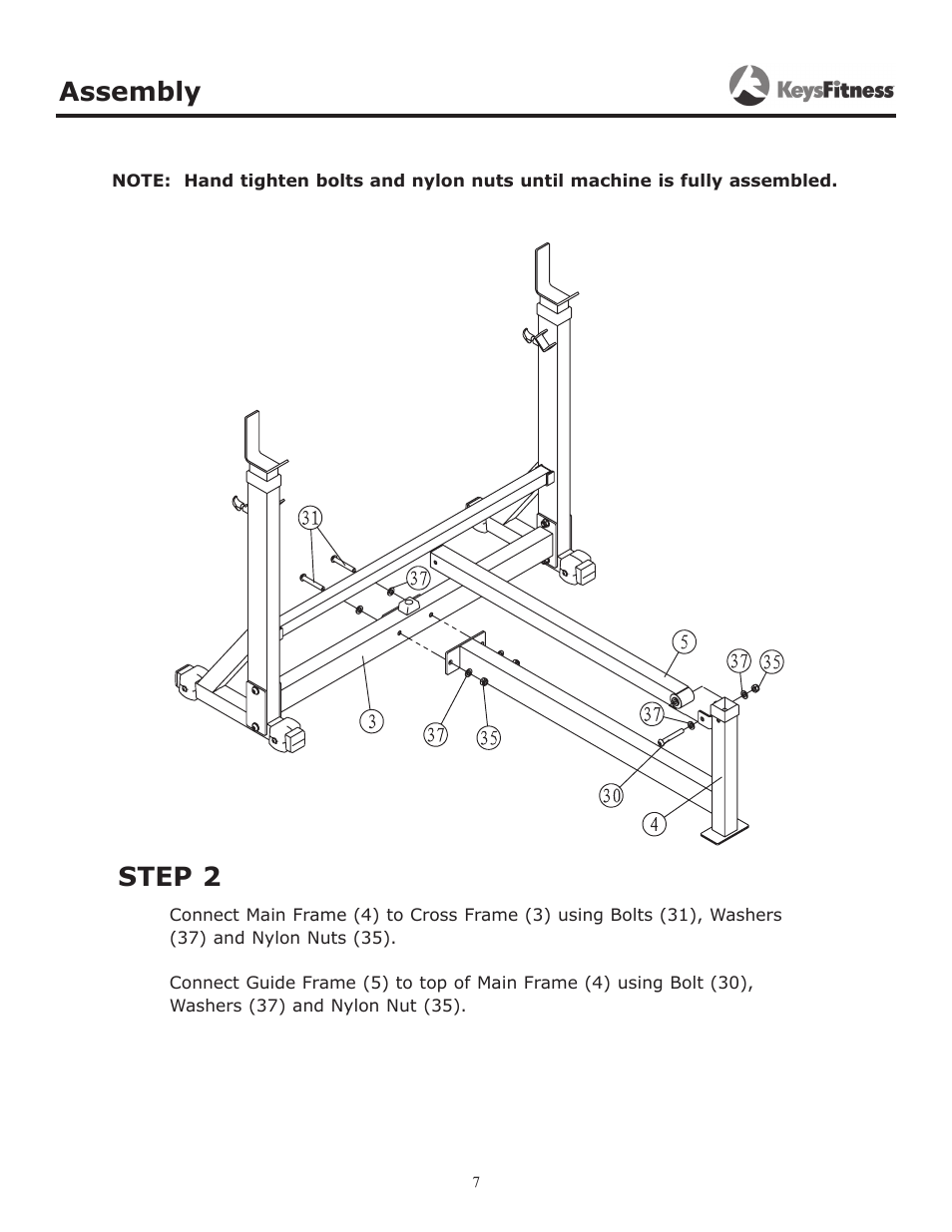 Step 2, Assembly | Keys Fitness KF-OB User Manual | Page 7 / 14