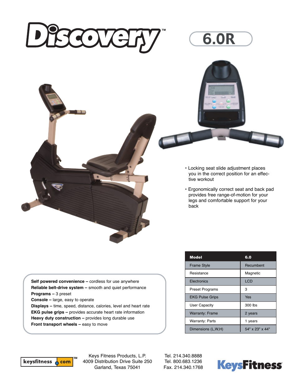 Keys Fitness DCV6-0R User Manual | 1 page