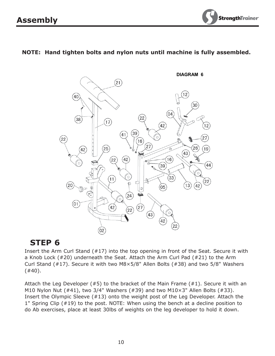 Step 6, Assembly | Keys Fitness STRENGTH TRAINER ST-DFIDL User Manual | Page 10 / 15