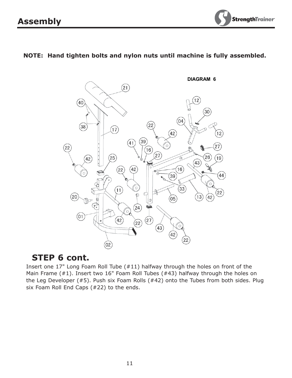 Step 6 cont, Assembly | Keys Fitness STRENGTH TRAINER ST-DFIDL User Manual | Page 11 / 15