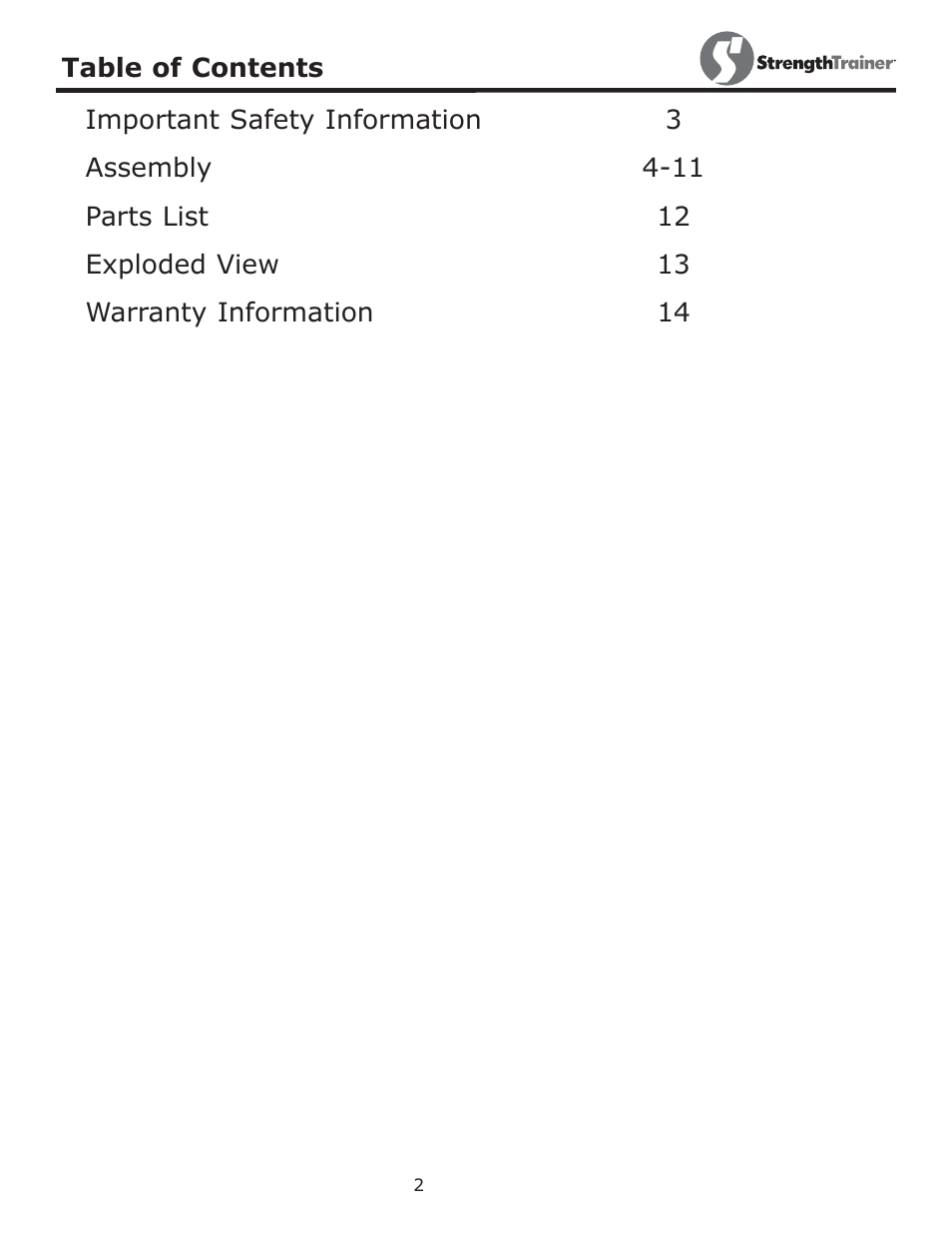 Keys Fitness STRENGTH TRAINER ST-DFIDL User Manual | Page 2 / 15