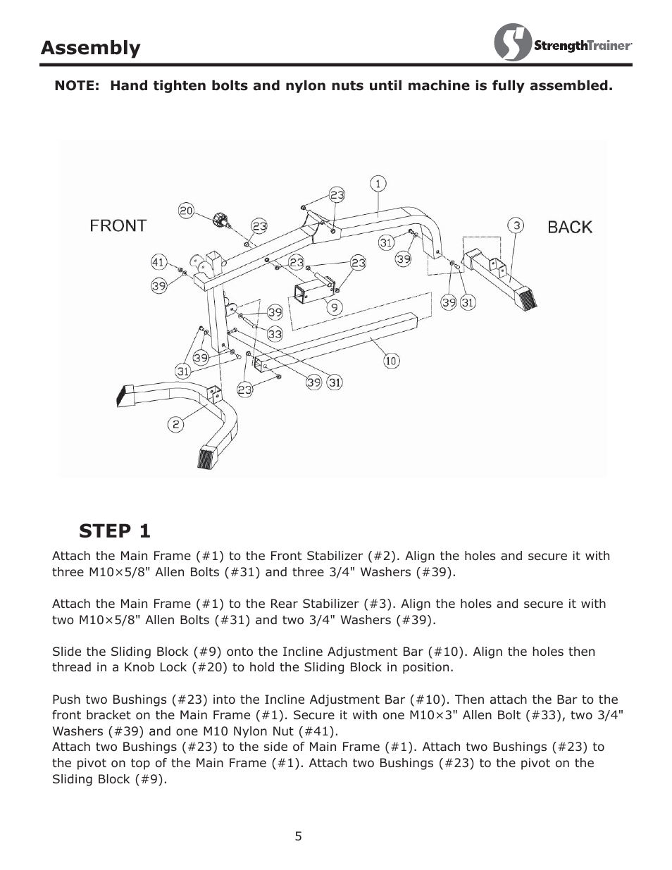 Step 1 assembly | Keys Fitness STRENGTH TRAINER ST-DFIDL User Manual | Page 5 / 15