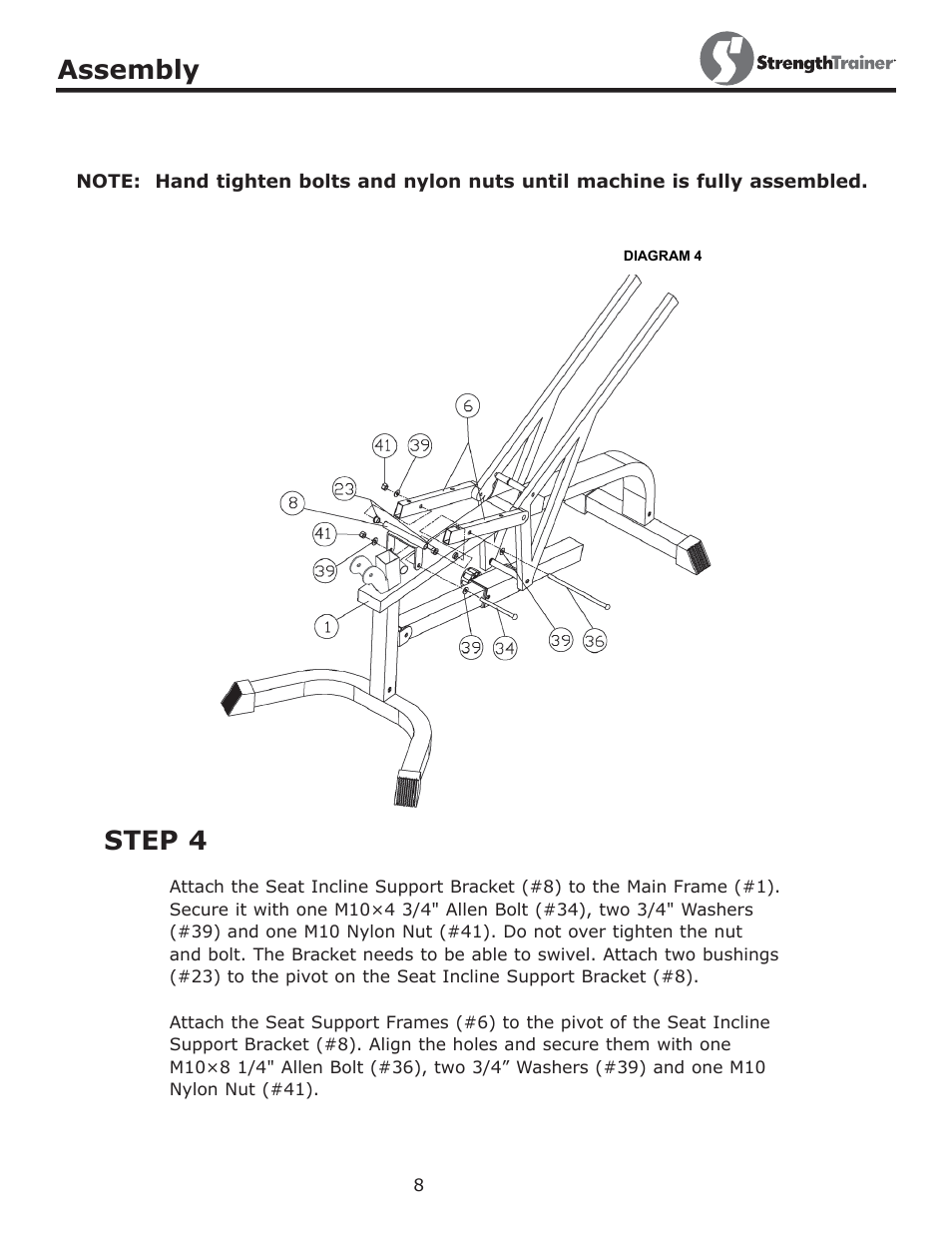 Step 4, Assembly | Keys Fitness STRENGTH TRAINER ST-DFIDL User Manual | Page 8 / 15