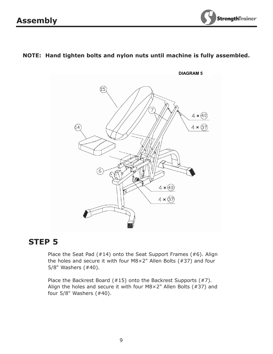 Step 5, Assembly | Keys Fitness STRENGTH TRAINER ST-DFIDL User Manual | Page 9 / 15