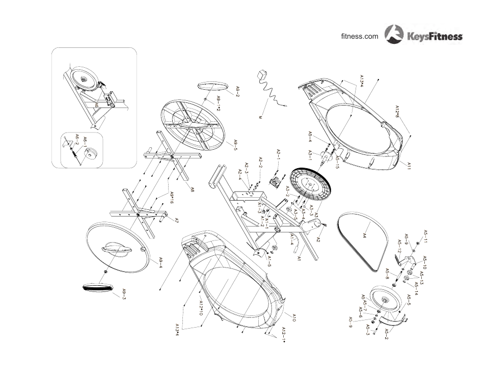 Exploded view | Keys Fitness Stepper Machine E2-0 User Manual | Page 33 / 36