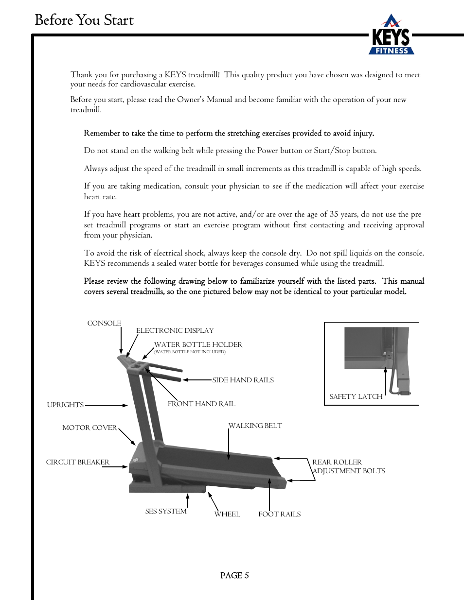 Before you start | Keys Fitness EC3500HRC User Manual | Page 5 / 20