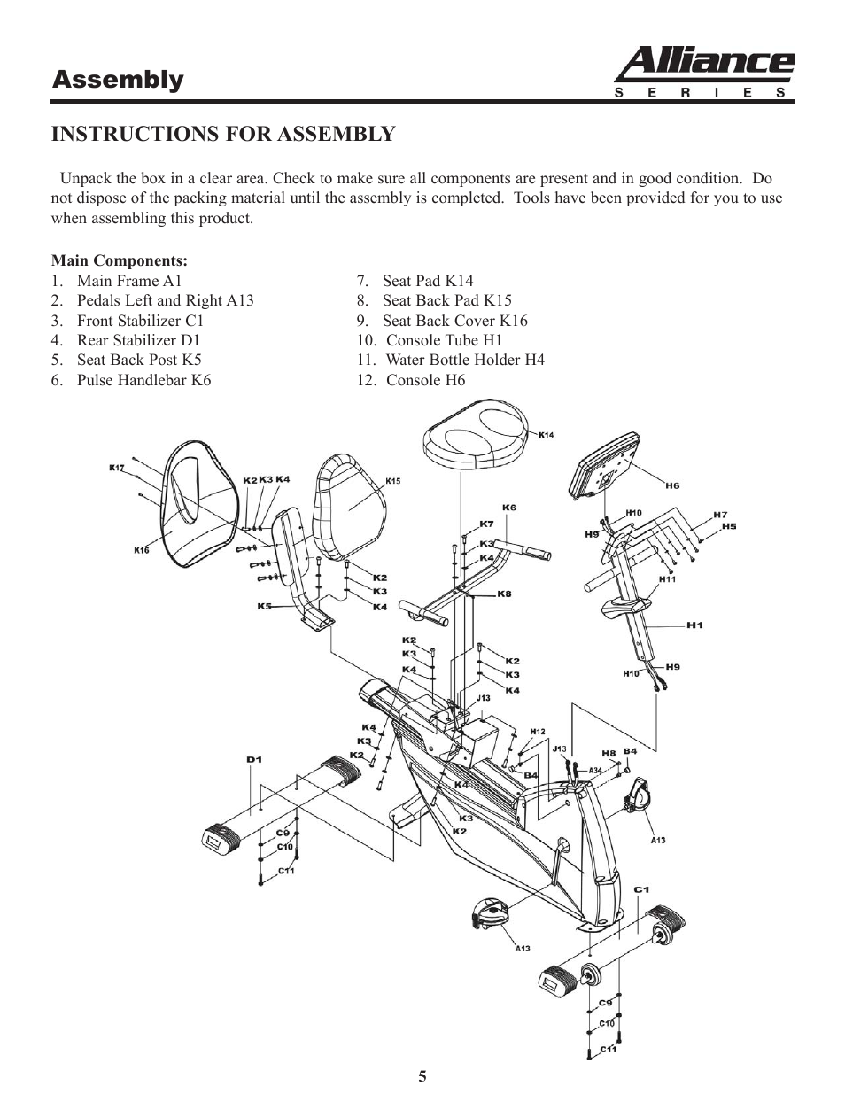 Assembly, Instructions for assembly | Keys Fitness A7r User Manual | Page 5 / 25