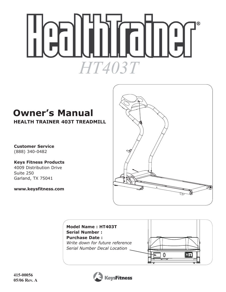 Keys Fitness HT403T User Manual | 22 pages