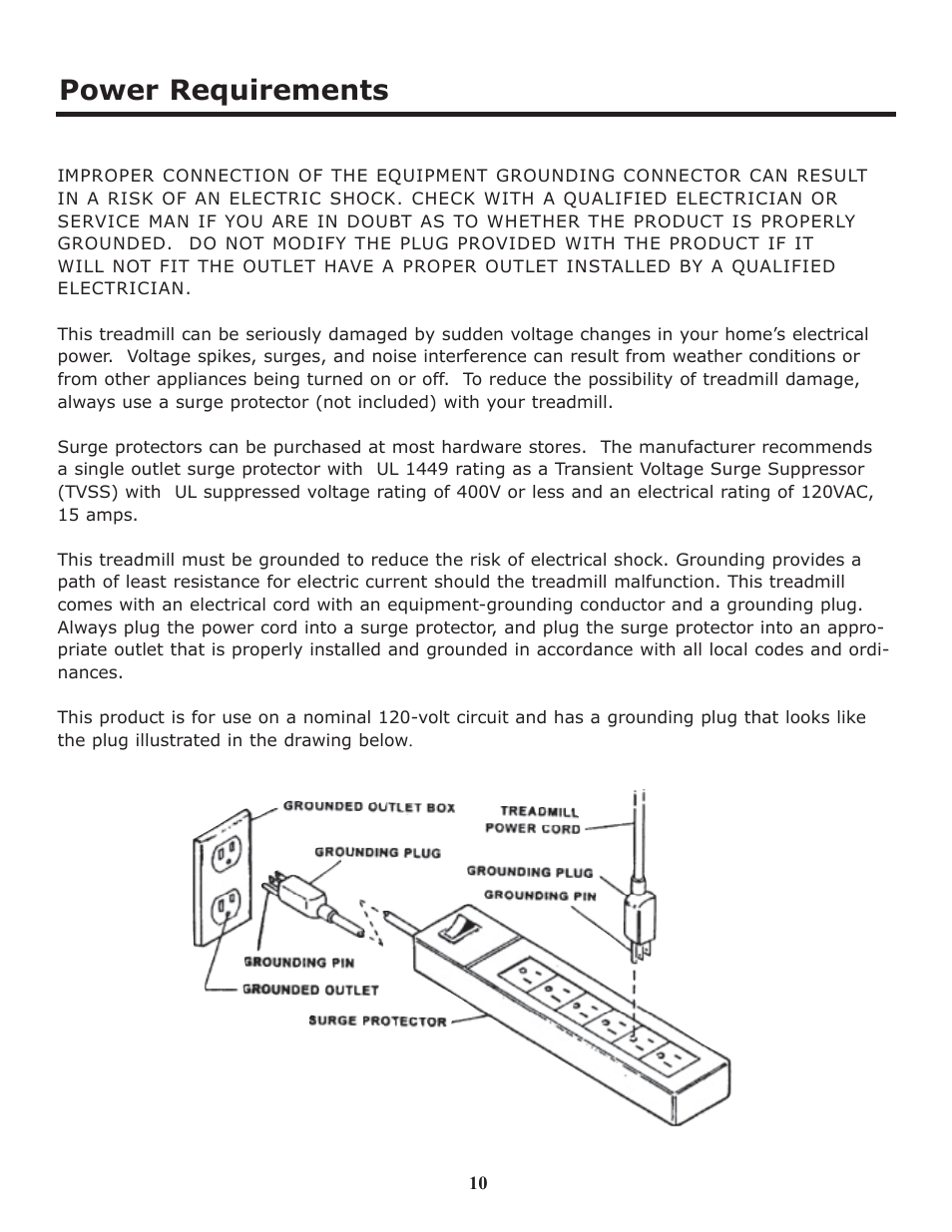 Power requirements | Keys Fitness HT403T User Manual | Page 10 / 22