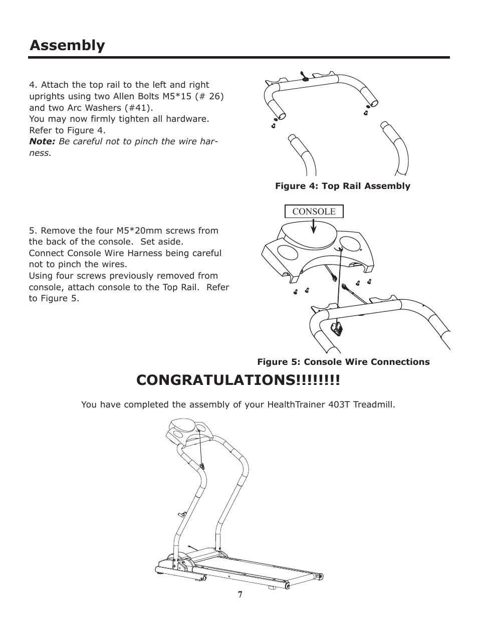 Assembly | Keys Fitness HT403T User Manual | Page 7 / 22