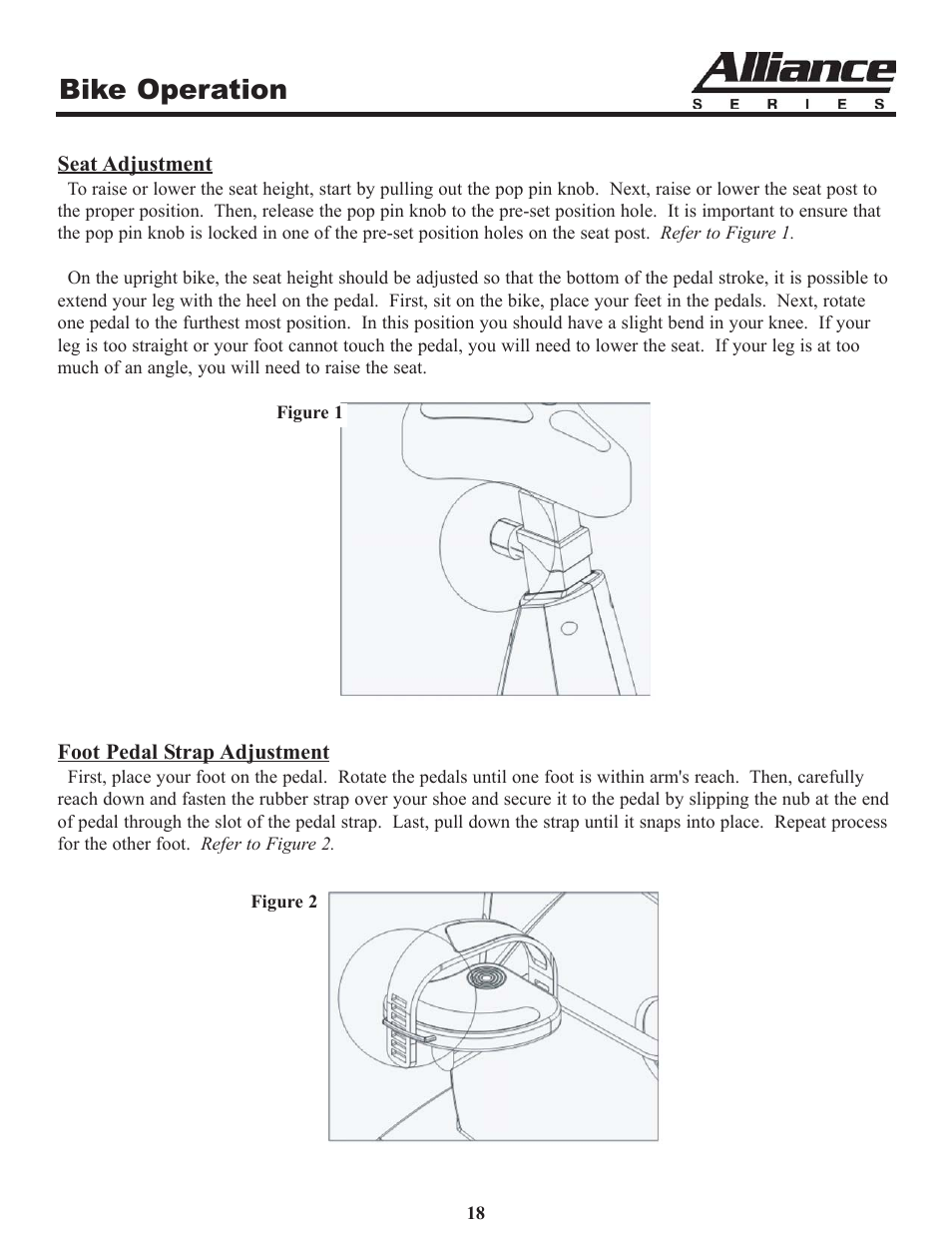 Bike operation | Keys Fitness Alliance A7 Upright A7u User Manual | Page 18 / 22