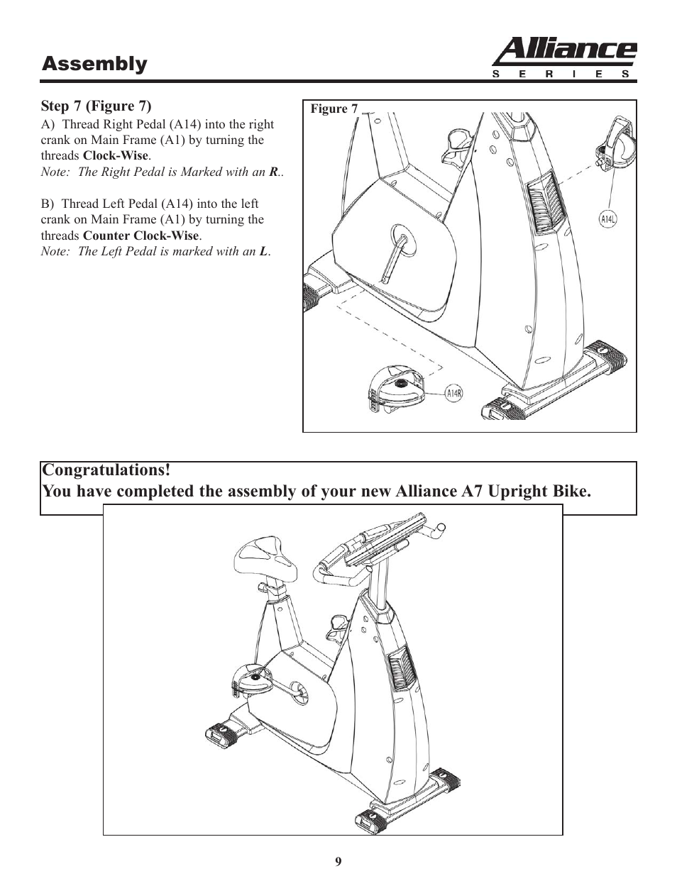 Assembly | Keys Fitness Alliance A7 Upright A7u User Manual | Page 9 / 22