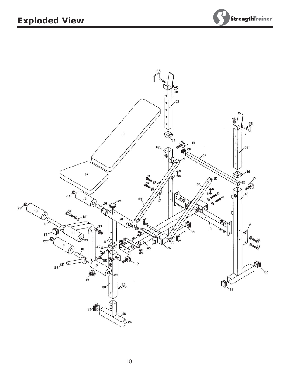 Exploded view | Keys Fitness ST-NB User Manual | Page 10 / 12