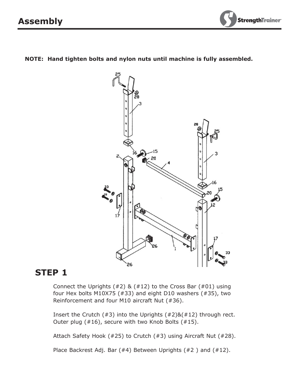 Step 1 assembly | Keys Fitness ST-NB User Manual | Page 5 / 12