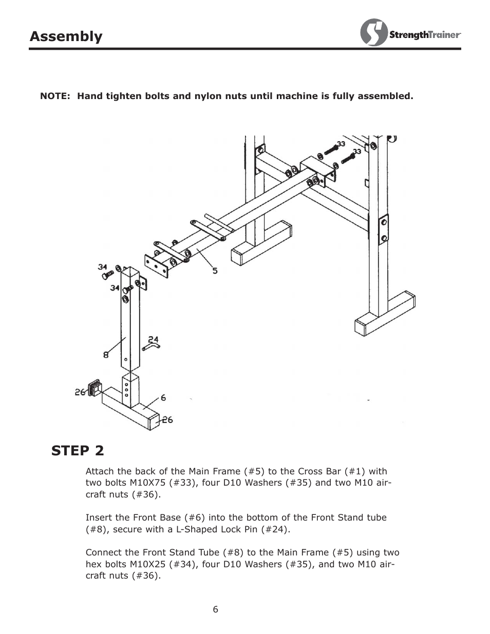 Step 2 assembly | Keys Fitness ST-NB User Manual | Page 6 / 12