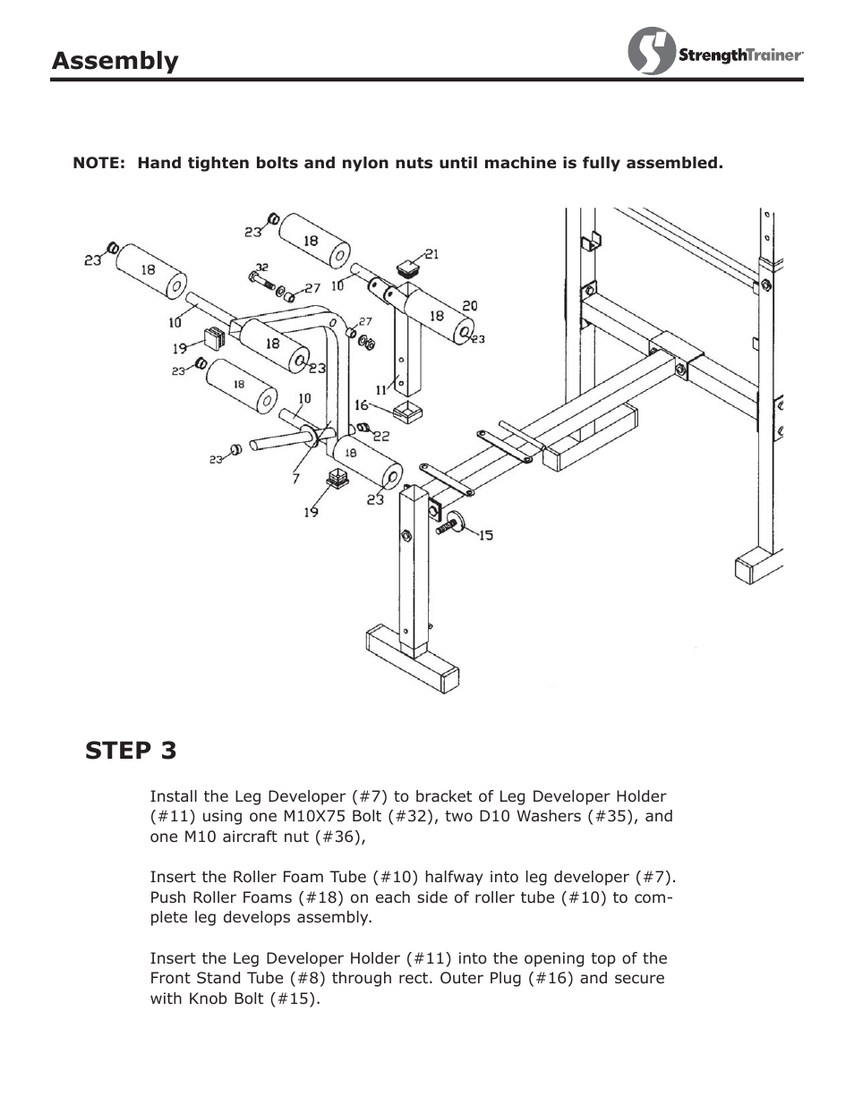 Step 3, Assembly | Keys Fitness ST-NB User Manual | Page 7 / 12