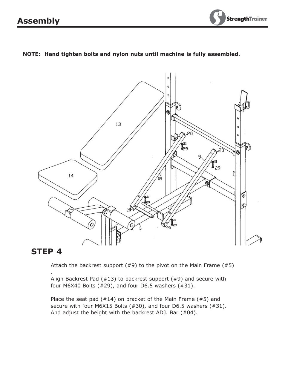 Step 4, Assembly | Keys Fitness ST-NB User Manual | Page 8 / 12