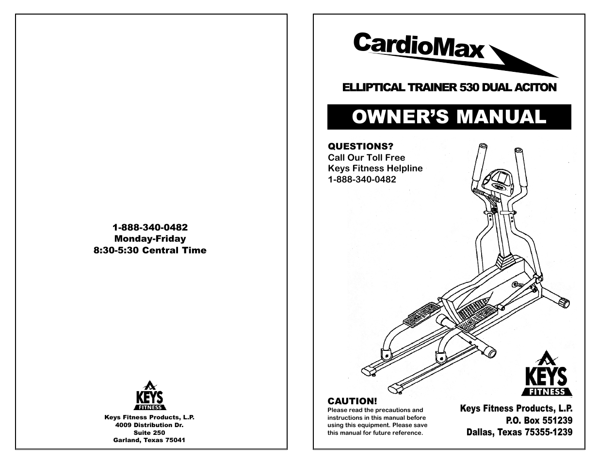 Keys Fitness ET530D User Manual | 10 pages