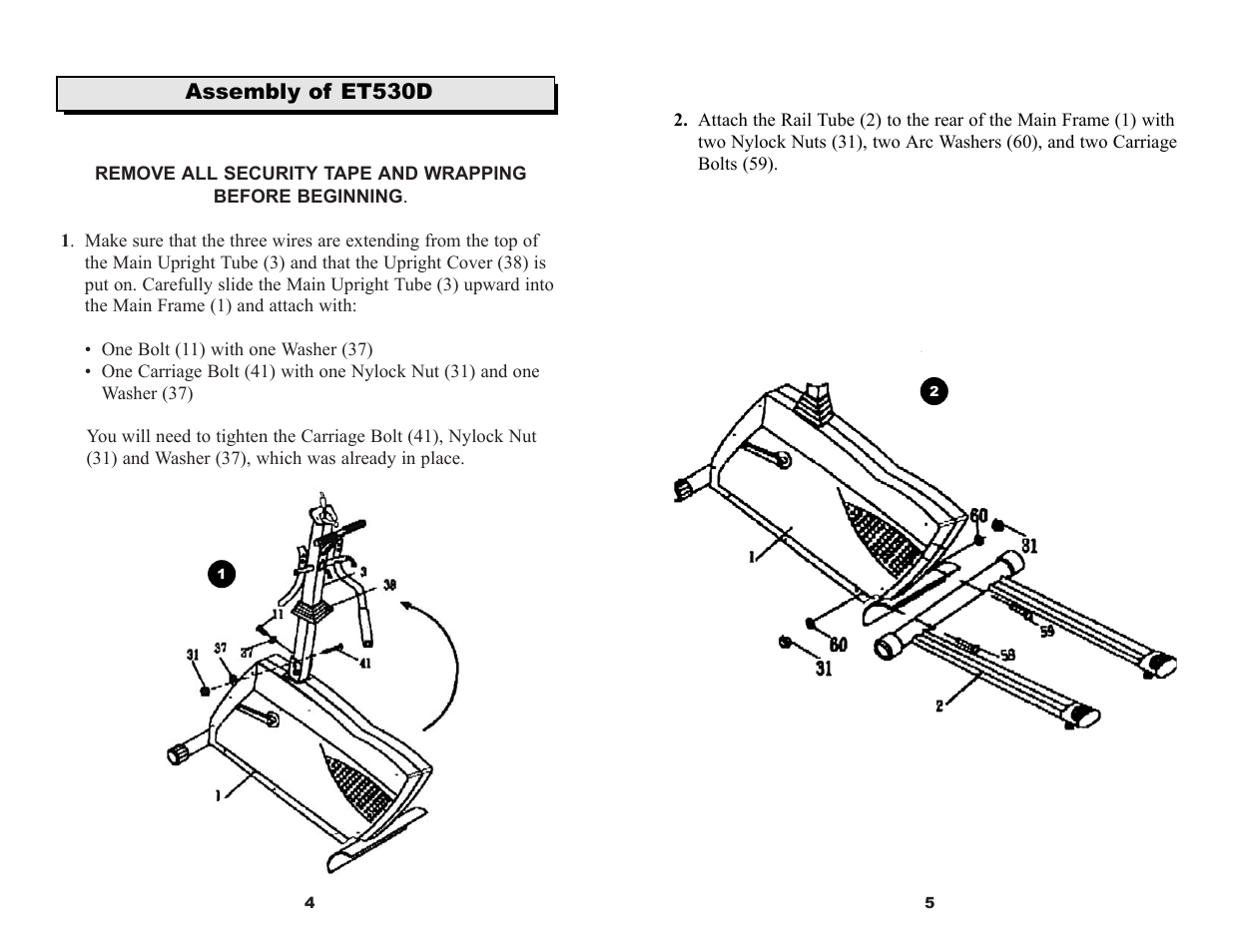 Keys Fitness ET530D User Manual | Page 4 / 10