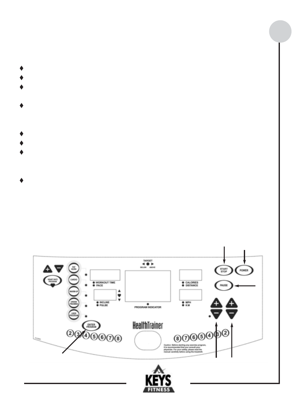 Program and operating instructions | Keys Fitness HT901 User Manual | Page 10 / 22