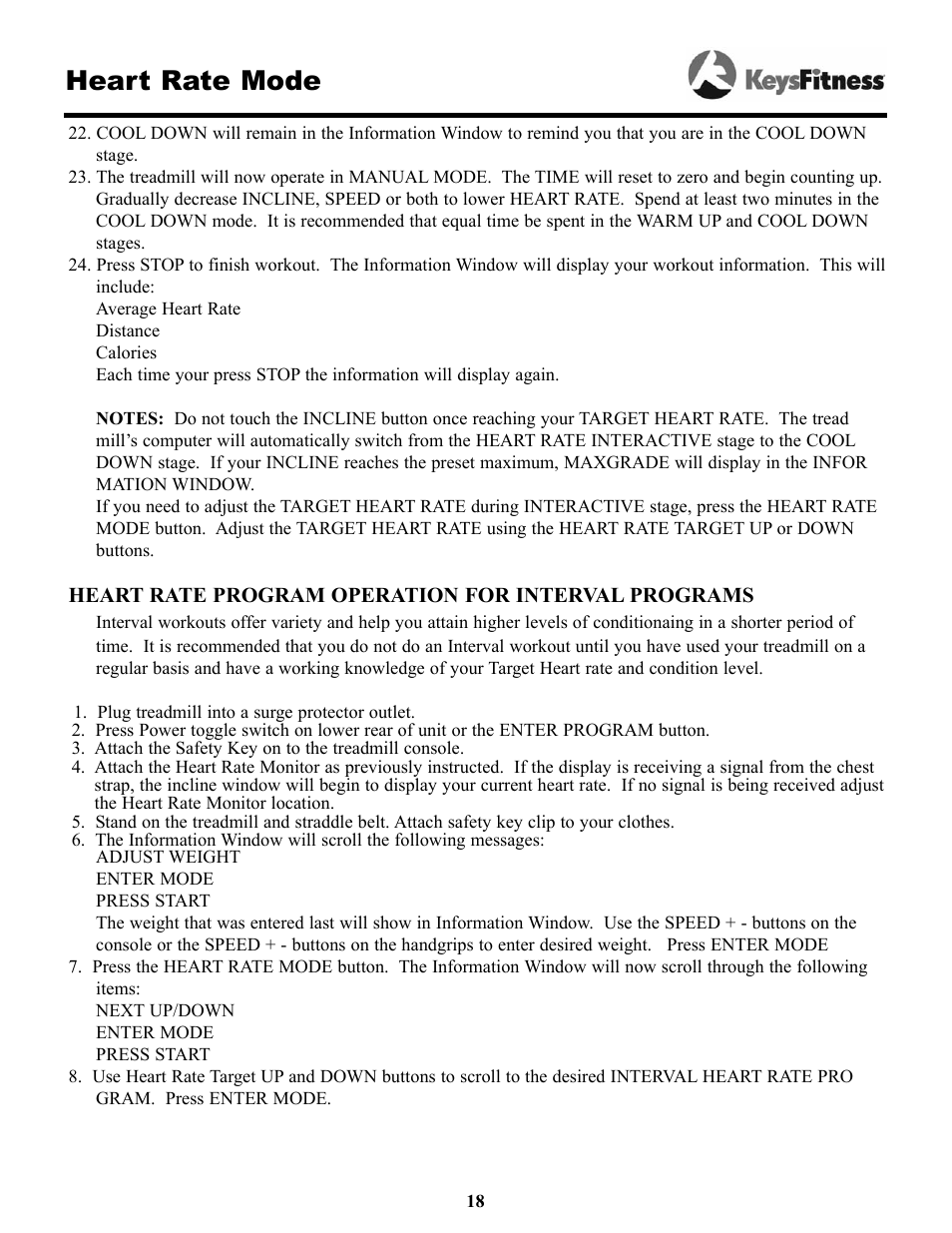 Heart rate mode | Keys Fitness Keys 9000OB User Manual | Page 18 / 33