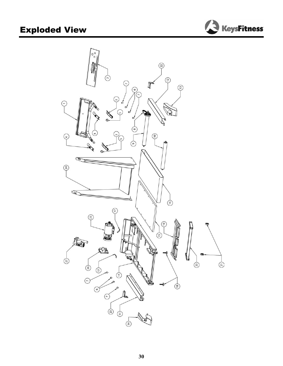 Exploded view | Keys Fitness Keys 9000OB User Manual | Page 30 / 33