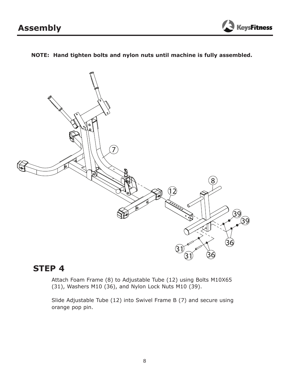 Keys Fitness Adjustable Hyperextension KF-AH User Manual | Page 8 / 15
