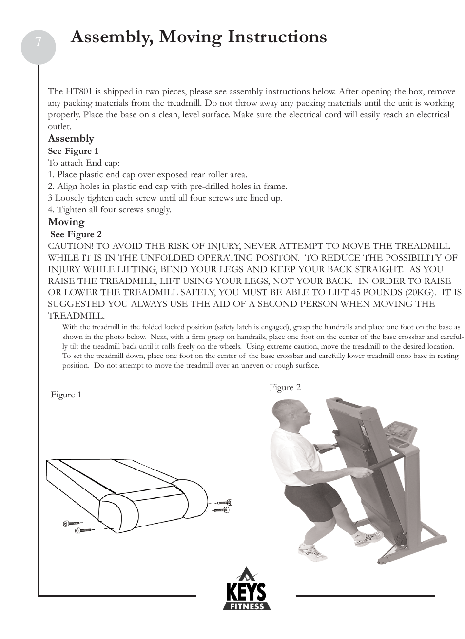 Assembly, moving instructions | Keys Fitness Health Trainer 801 HT801 User Manual | Page 7 / 22