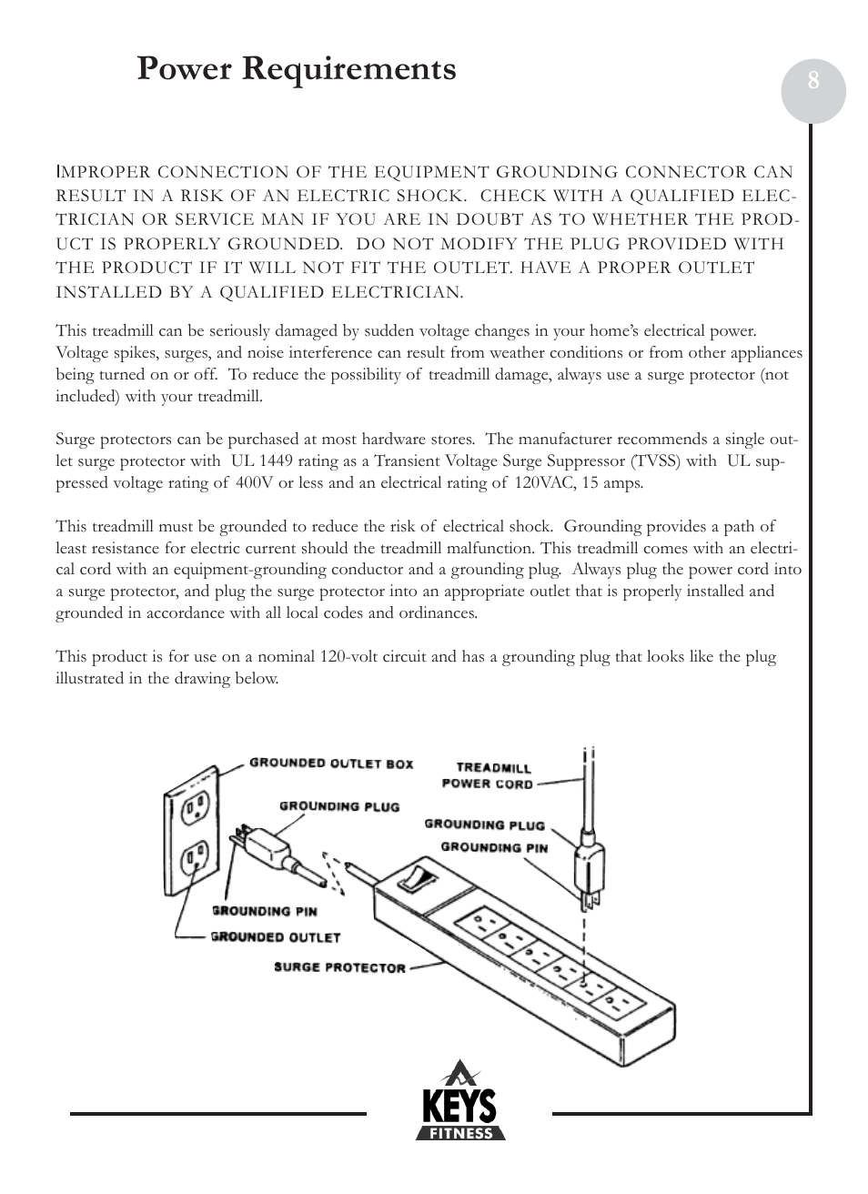 Power requirements | Keys Fitness Health Trainer 801 HT801 User Manual | Page 8 / 22