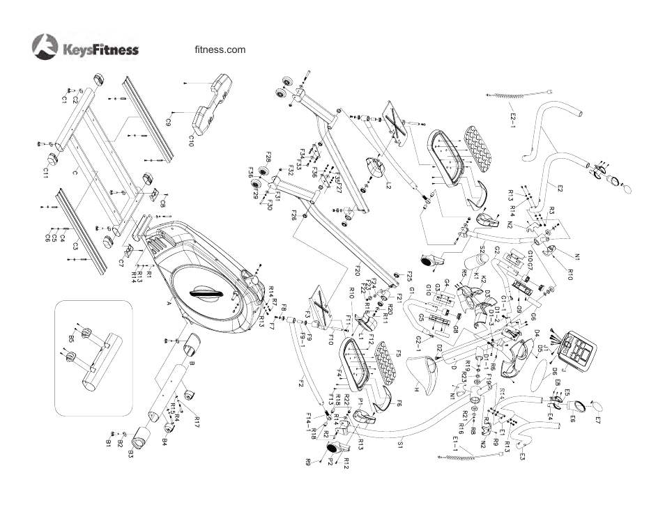 Exploded view | Keys Fitness KF-E4.0 User Manual | Page 34 / 36