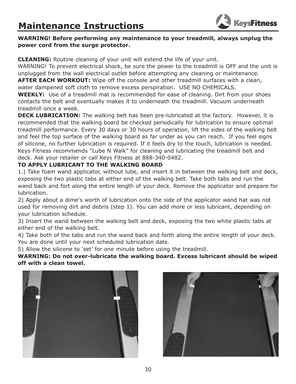 Maintenance instructions | Keys Fitness KF-3.5T User Manual | Page 30 / 36