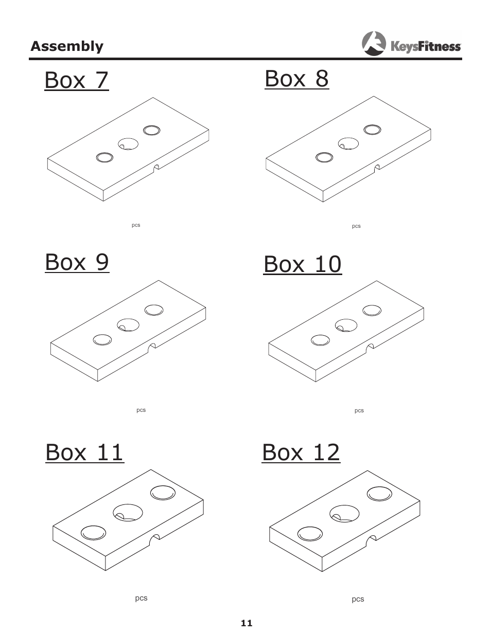 Box 7, Box 8, Box 9 | Box 10, Box 11, Box 12 | Keys Fitness Power System KF-2060 User Manual | Page 11 / 48