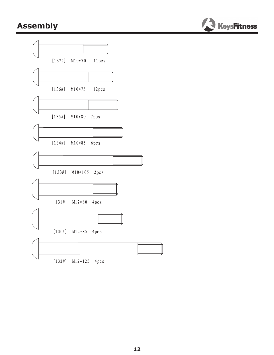 Assembly | Keys Fitness Power System KF-2060 User Manual | Page 12 / 48