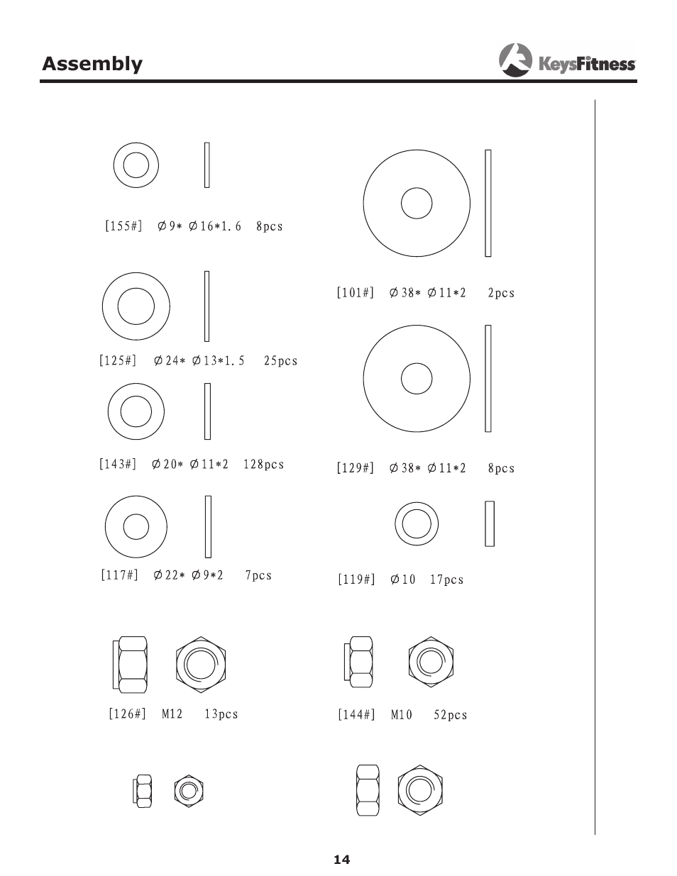 Assembly | Keys Fitness Power System KF-2060 User Manual | Page 14 / 48