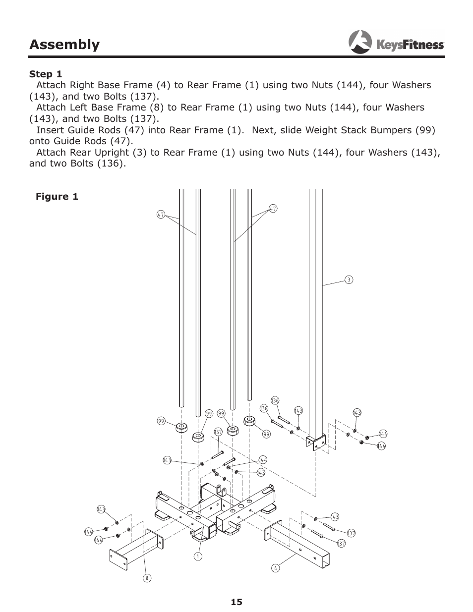 Step 1, Assembly | Keys Fitness Power System KF-2060 User Manual | Page 15 / 48