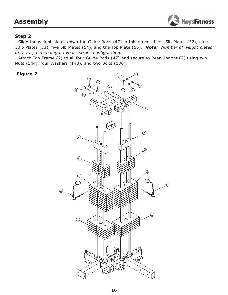 Step 2, Assembly | Keys Fitness Power System KF-2060 User Manual | Page 16 / 48