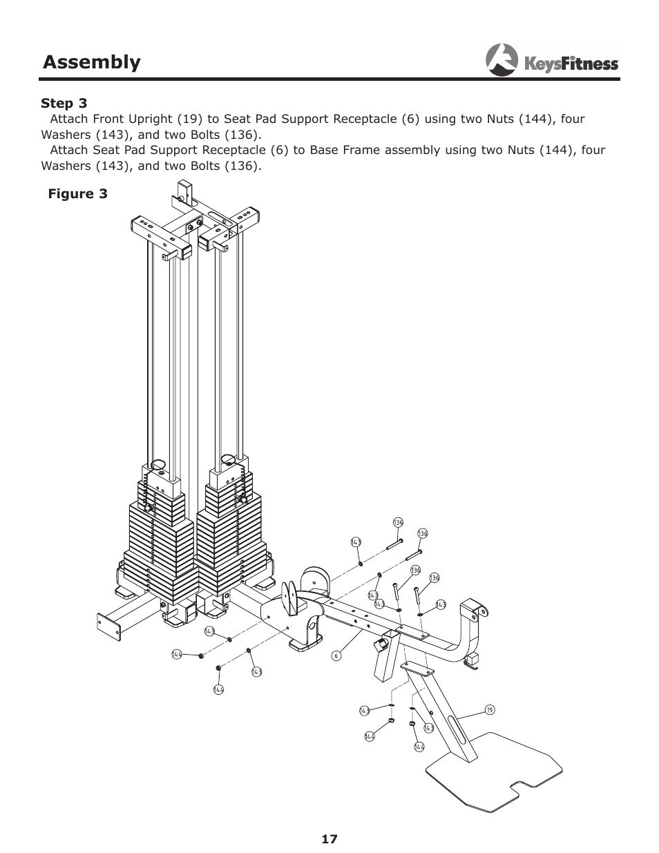 Step 3, Assembly | Keys Fitness Power System KF-2060 User Manual | Page 17 / 48